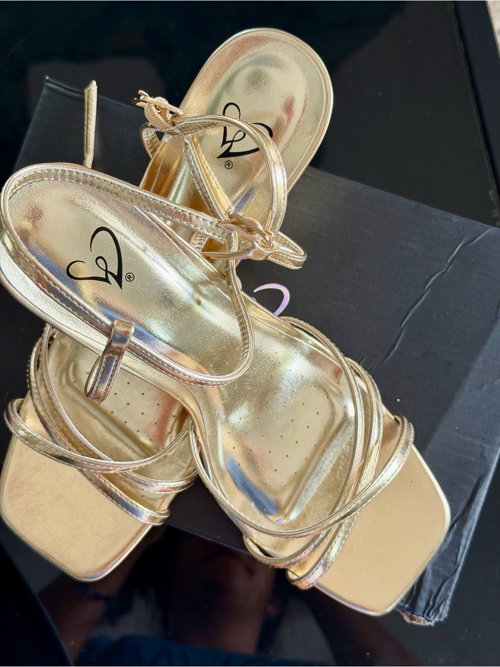 Windsor Nicolette Gold Strappy Heels – Size 9 - Picture 8 of 8
